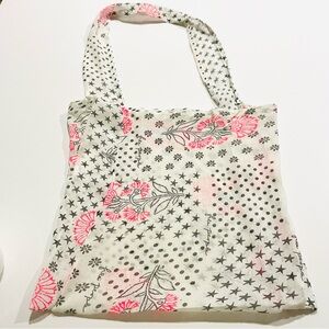Free People Pink and Black Patterned Tote